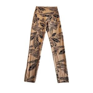 Aerie Offline Leggings Small Palm Tree Print High Rise Brown Yoga Loungewear